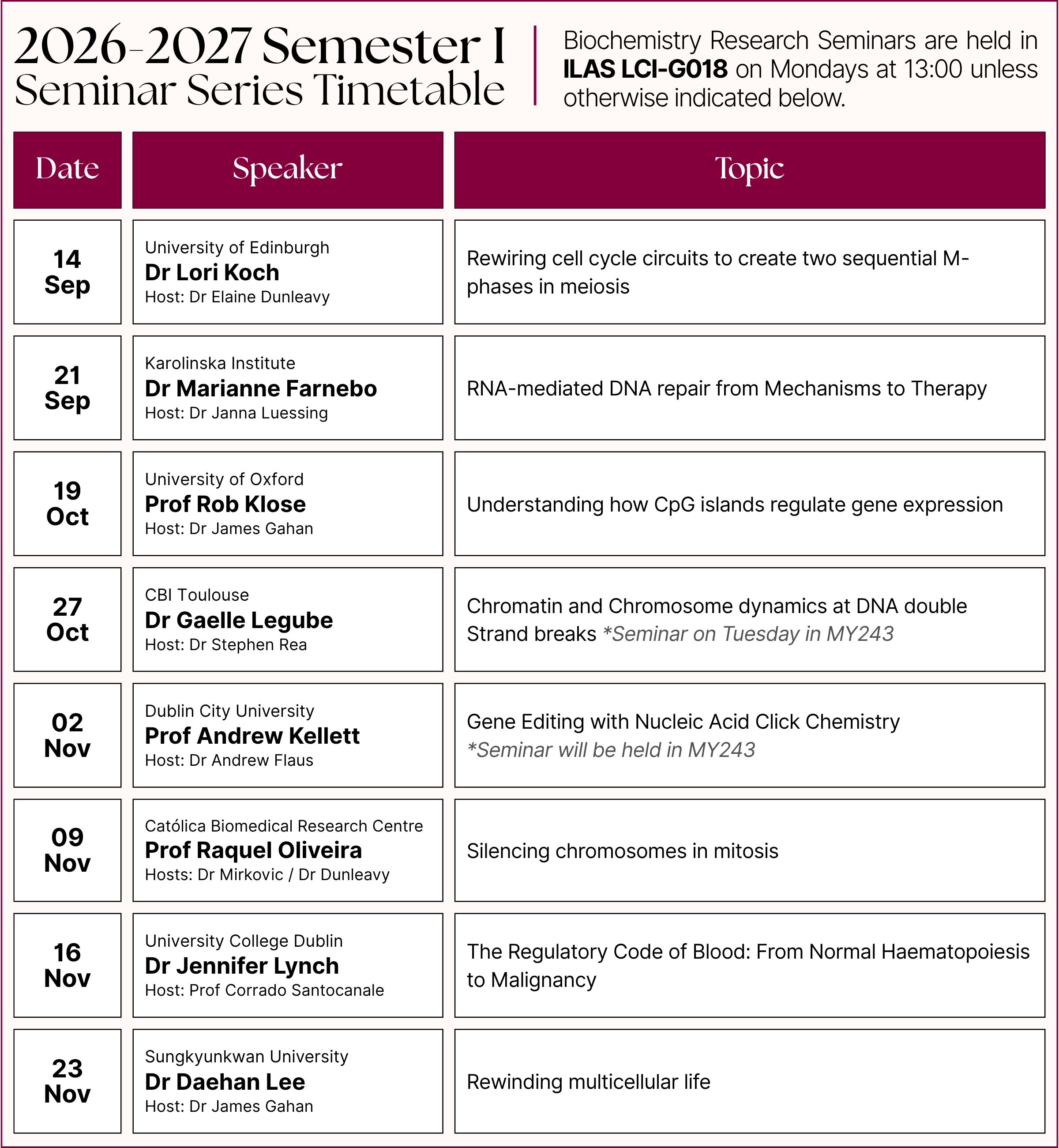 BRSS Timetable